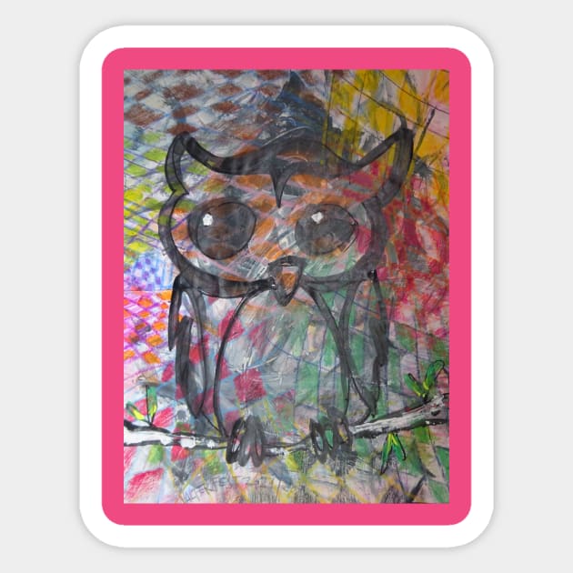the abstract owl - 1 Sticker by walter festuccia
